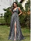 levne černý-Šaty Quinceanera A-Line Elegantní šaty formální svatba podlaha délky bez rukávů V-výstřih s flitry a V-zadní stranou s flitry