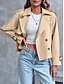 abordables Abrigos &amp; Trench-Mujer Chaqueta casual Cómodo Transpirable Cremallera Bolsillo Moda Casual Plano Vacaciones Calle Casual Ropa Cotidiana Botonadura Simple Corto Cuello Vuelto Ajuste regular Manga Larga Ropa de calle
