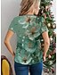levne Tričko se zvířaty-Dámské Tričko Květinový Grafika Vinobraní stylové Klasické Krátký rukáv Tričkový Kulatý Běžné topy Denní Víkend Tisk Bílá Vodní modrá Fialová Trávová zelená Béžová Léto Jaro