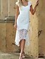 preiswerte Weiße Spitzenkleider-Damen Midikleid Weißes Kleid Spitzenkleid Mode Modern Outdoor Urlaub Ferien Normale Passform Einfach Ärmellos V Ausschnitt Weiß Sommer