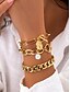 abordables Pulsera de mujer-Conjunto de pulsera de cadena de oro y perlas para mujer, joyería de moda con cierre de palanca, elegante estilo en capas para niñas y mujeres, ideal para fiestas, bodas, oficina y uso diario.