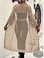 abordables Manteaux &amp; trenchs-Femmes Veste Décontractée Respirant Confortable Découpé Occasionnel Uni Vacances Rue Occasionnel Tenue quotidienne Ouvert devant Long Sans Col Coupe régulière Manche 3/4 Vêtements d&#039;extérieur Noir