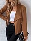 baratos Blazers e Fatos-Mulheres Jaqueta casual Confortável Zíper Moda Ao ar livre Tecido Para Noite Final de semana Abertura Frontal Padrão Aberto para a Lateral Normal Manga Longa agasalhos Preto Marron Verde Tropa Outono