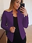 abordables Blazers et Costumes-Femmes Blazer Coupe-vent Respirant Coupe ajustée Mode Style OL Formel Couleur Unie Formel Bureau Occasionnel Régulier Revers en Pointe Coupe régulière manche longue Vêtements d&#039;extérieur Rouge