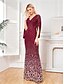 abordables Semi-formal / Cóctel-Vestidos de Quinceañera Sirena  Trompeta Elegante Vestido Boda Formal Largo hasta el Suelo Manga Larga Cuello en V Poliester con Lentejuelas