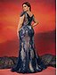 cheap BLUE-A-Line Plus Size Dresses Elegant Curve Dress Formal Wedding Floor Length Short Sleeve V Neck Sequined with Sequin 2025