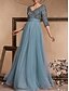 abordables Semi-formel / Cocktail-Robe de Soirée A-Line Élégante Robe Formelle Mariage Longueur Totale Manches 3/4 Col en V Sequins avec Sequins