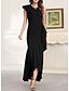 ieftine Semi-formal / Cocktail-Rochii pentru Invitate de Nuntă A-Line Rochie Elegantă Invitată la Nuntă Logodnă Asimetrică Fără Mâneci Decolteu Rotund Crep Elastic cu Volane și Fendă