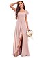 abordables Robes pour invitées de mariage-Robes de mariée robe de bal en A décolleté carré manches courtes longueur sol robes de mariée chiffon avec plis couleur unie