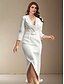 voordelige Vloerlengte-Blazer Jurk Zeemeermin  Trompet Moeder van de Bruid Jurk Crepe Tuxedo Jurk Elegant Hoge Splits Schal Lapel Vloerlengte 3/4 Mouw met Riem Effen Kleur