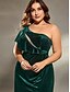 preiswerte Semi-formal / Cocktail-A-Linien Abendkleid Elegantes Kleid Formelle Hochzeit Bodenlänge Ärmellos Eine Schulter Samt mit Spalte