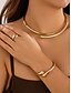economico Collana da donna-Set di collana, bracciale e anello in argento e oro da donna, gioielli dal design semplice e aperto per donne alla moda, adatti per feste, ufficio e look quotidiani eleganti.