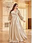 ieftine verde-Rochii Plus Size A-Line Elegantă Rochie de Curbe Formală Nuntă Lungime Pământ Mâneci Lungi Gât în V Poliester cu Pliseuri