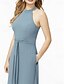 billiga Brudtärneklänningar-Jumpsuits Bröllopsgästklänningar Elegant Klänning Bröllopsgäst Engagemang Golvlängd Ärmlös Halterneck Chiffon med Fickor Remmar