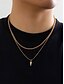 cheap Men&#039;s Jewelry-Men&#039;s Gold Plated Double Layer Pendant Necklace – Minimalist Cuban Chain and Bullet Charm Jewelry for Streetwear, Parties and Daily Outfits