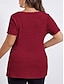 abordables T-shirt grande taille-Femmes Grande taille Hauts T-shirt Couleur Unie Graphique Manche Courte Col en V Occasionnel Quotidien Polyester Été Printemps Noir Vin