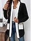 baratos Casacos &amp; Casacos de Trench-Mulheres Jaqueta casual Confortável Respirável Bolsos Botões Casual Tecido Férias Rua Casual Roupa Diária Não Trespassado Padrão Colarinho Chinês Normal Manga Longa agasalhos Preto Branco Primavera