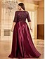 tanie czerwony-Suknie A-Liniowe Plus Size Elegancka Suknia Krągła Formalny Ślub Długość Do Podłogi Pół Rękawa V Dekolt Poliester z Plisami