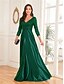 billige Semi-formel / Cocktail-A-Linje quinceanera kjoler elegant kjole formel bryllup gulvlængde langærmet V-hals satin med folder
