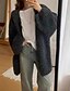 billige Åpen front cardigan-Dame Kofte Mote Helfarge Riflet V-hals Strikket Langermet Vanlige topper Strikke utendørs Daglig Ut på byen Beige kaffe Høst