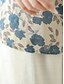 abordables Camisas-Mujer Camisas de algodón y lino Floral Básico Casual Manga 3/4 Cuello Barco Tops regulares Diario Estampado Azul Piscina Verano