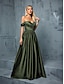 ieftine Semi-formal / Cocktail-Rochii A-Line quinceanera rochie elegantă formală de nuntă lungă pe jos fără mâneci fără bretele din satin fără spate cu pliseuri