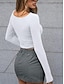 billige Plain t-skjorte-Dame Trange topper Helfarge Stilfull Fritid Y2K Langermet Crew-hals Crop Tops Daglig Ferie Ut på byen Svart Hvit Rosa Brun Sommer Vår