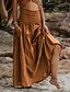 abordables Jupes unies-Femmes Jupe Évasé Occasionnel Maxi Taille Basse Jupes Uni Froncé Micro-Élastique Vacances Rue Noir Blanche Jaune Vert Véronèse Automne Coton