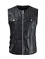 cheap Men&#039;s Vest-Men&#039;s Vest Gilet Faux Leather Vest Outdoor Daily Fashion Casual Spring Fall Zip Up Pocket PU Leather Comfortable Plain Zipper Crew Neck Regular Fit Black Brown Vest