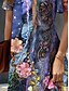 preiswerte Kunst &amp; Design Kleider-Damen Minikleid T-Shirt-Kleid Sommerkleid A Linie Kleid Urlaub Lässig Boho Strand Normale Passform Blumen Grafik Abstrakt Kurzarm V Ausschnitt Gelb Rote Blau Purpur Sommer Frühling