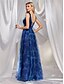 abordables BLEU-Robe de quinceañera en A élégante robe de mariage formelle longue sans manches décolleté en V tulle dos en V avec cristaux et fente