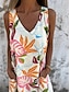 abordables Vestidos florales-Mujer Vestido maxi Vestido de una línea Vestido lencero Vacaciones Casual Boho Exterior Noche Ajuste regular Floral Sin Mangas Escote en Pico Azul Piscina Albaricoque Beige Verano