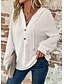 billige Teksturert hettegensere og sweatshirt-Dame Bluse Helfarge Stilfull Fritid Langermet Med hette Vanlige topper Daglig Knapper Svart Militærgrønn Navyblå Blå Brun Vår Høst Vinter