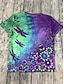 baratos Camiseta de Animais-Mulheres Camiseta Imprimir Gráfico Animal Vintage à moda Clássico Manga Curta Gola Redonda Tops regulares Diário Final de semana Azul Branco Roxo Verde Cáqui Verão Primavera