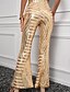 preiswerte Party-Damenhosen-Damen Weites Bein Mode Streetwear Volle Länge Natürliche Taille Einfach Pailletten Elastischer Bund Bequem Außenbereich Party Straße Aprikose Schwarz Braun Herbst Normale Passform