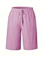 baratos Shorts-Mulheres chinês Bermudas Férias Moda Básico Comprimento do joelho Cintura Alta Tecido Bolsos Cintura elástica Confortável Macio Micro-Elástica Ao ar livre Rua Verde Militar Azul marinho Preto Branco