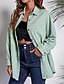 abordables chaquetas casuales-Mujer Camisa Plano Diario Elegante Básico Manga Larga Cuello Camisero Tops regulares Trabajo Diario Festivos Botones Verde Trébol Primavera Otoño