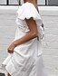 preiswerte Weiße Freizeitkleider-Damen Minikleid Weißes Kleid Mode Modern Puffärmel Urlaub Ausgehen Wochenende Normale Passform Einfach Kurzarm V Ausschnitt Weiß Sommer