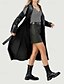 voordelige Imitatieleren jassen-Dames Regenjas Houd Warm Comfortabel Zak Actief Modieus Effen Uitgaan Weekend Open voorzijde Lang Strijkijzer Normale pasvorm Lange mouw bovenkleding Zwart Herfst Winter