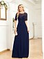 economico Semi-formale / Cocktail-Abiti Quinceanera A-Line Elegante Vestito Cerimonia Matrimonio Lunghezza Pera Maniche Corte Collo a Giro Chiffon con Plissettature