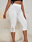 cheap Plain Leggings-Women&#039;s Capri Pants Leggings Streetwear Casual Calf-Length Natural Plain Lace Elastic Waist Comfy Outdoor Comfortable Outdoor Vacation Athleisure White Summer Regular Fit