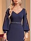 ieftine Semi-formal / Cocktail-Rochii elegante tip A-Line pentru quinceanera rochie formală de nuntă lungime până la podea mâneci lungi gât în V satin cu mărgele