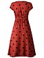 abordables Robes Rayés et Géométriques-Femmes Robe Midi Robe trapèze Occasionnel Extérieur Sortir Coupe Standard À pois Manche Courte Col en V Blanche Vin bleu marine Été Printemps