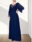 economico Matrimonio Informale / Di Giorno-Abito A-Line Madre della Sposa Elegante Scollatura Quadrata Lungo Chiffon Maniche Lunghe con Pieghe in Pizzo
