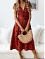abordables Robes Rayés et Géométriques-Femmes Robe Midi Robe trapèze Occasionnel Extérieur Sortir Coupe Standard À pois Manche Courte Col en V Blanche Vin bleu marine Été Printemps