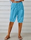 baratos Calça de linho de algodão simples-Mulheres Shorts inspirados em linho Calção Roupa de rua Casual Comprimento do joelho Cintura Média Tecido Bolsos Design de cordão elástico Respirabilidade Macio Micro-Elástica Férias Rua Roupa Diária