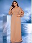 voordelige BLAUW-A-Lijn Plus Size Jurken Elegante Curve Jurk Formele Bruiloft Vloerlengte Lange Mouw V Hals Chiffon Met Pailletten