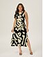 abordables robe décontractée imprimée-Femme Robe casual Robe ample Noir Blanche Sans Manches Botanique Floral Imprimer Ample Printemps été Tour Casual Quotidien Décontractées Vacances S M L