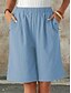 abordables Bermudas-Mujer Chinos Pantalón corto Moda Ropa de calle Básico Longitud de la rodilla Alta cintura Plano Bolsillo Cintura elástica Confortable Suave Cómodo Microelástico Exterior Calle Gris oscuro Azul