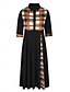 abordables Vestidos a Rayas y Geométricos-Mujer Vestido Midi Vestido de una línea Casual Exterior Noche Estándar Plaid Manga 3/4 Cuello Vuelto Negro Vino Morado Naranja Verano Otoño